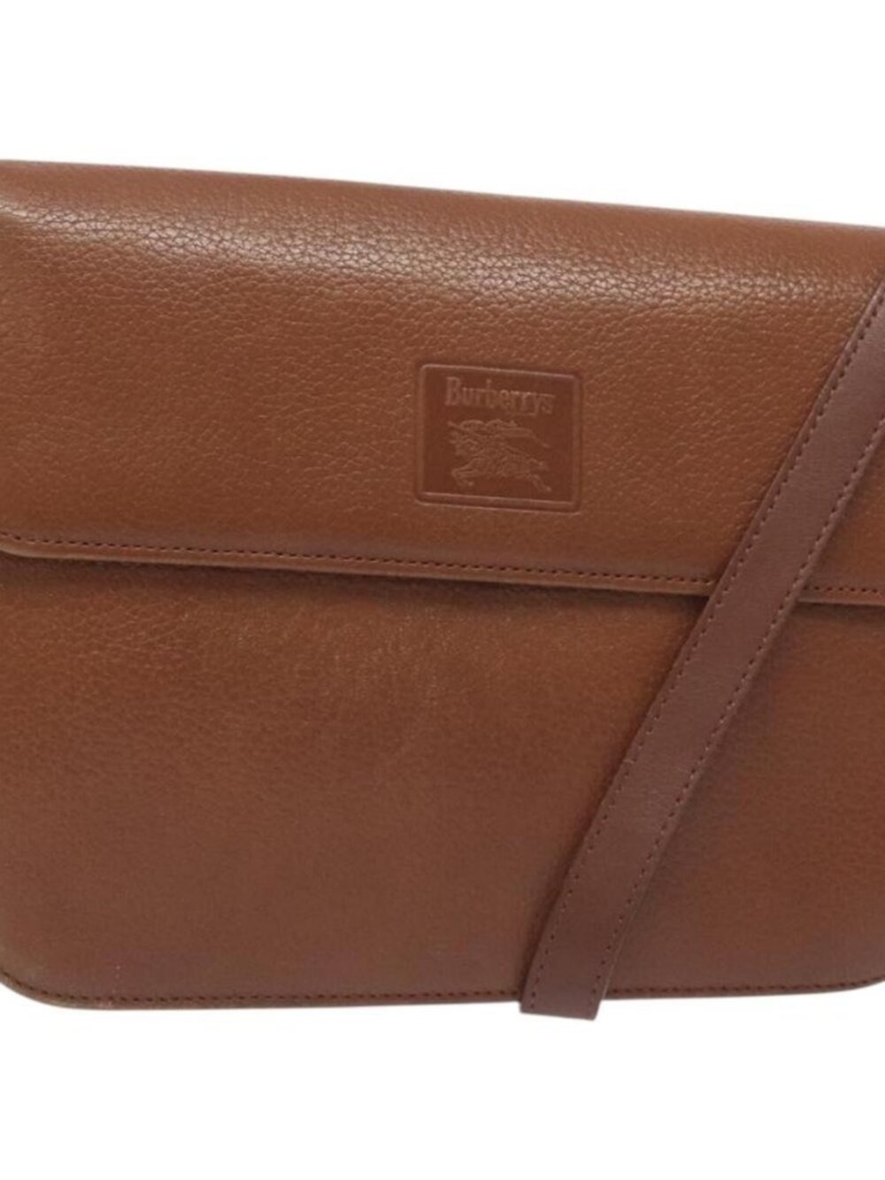 Authentic Burberrys Shoulder Bag Leather Brown Gold